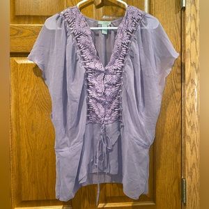 🌸💖 2 for $20 💖 C. Capri Beautiful Large Boho Lilac Purple Lace Front Top